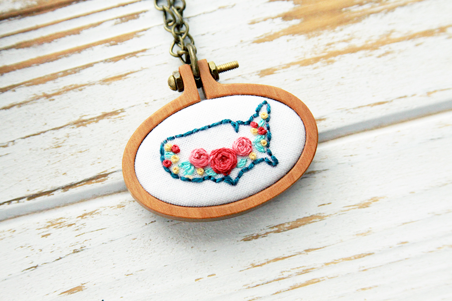 Mini Bicycle Embroidery Hoop Necklace 