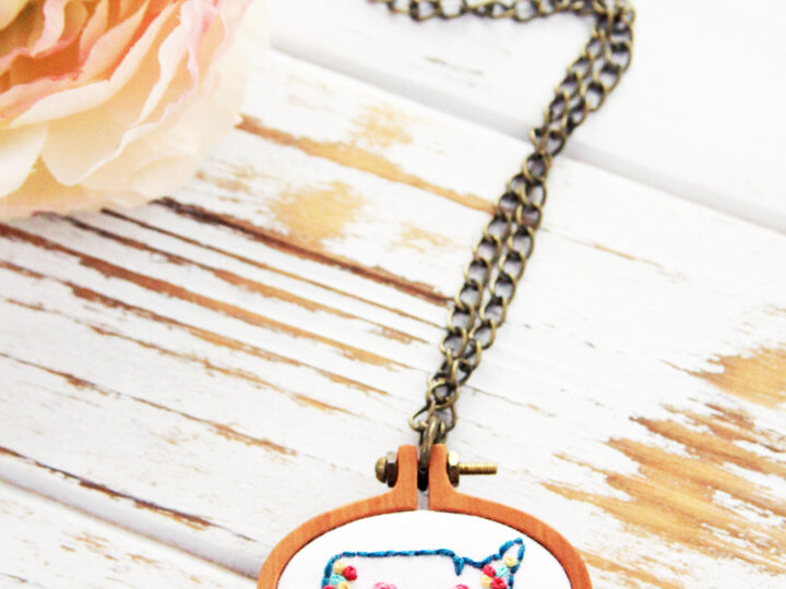 Image for Embroidered USA Map Necklace
