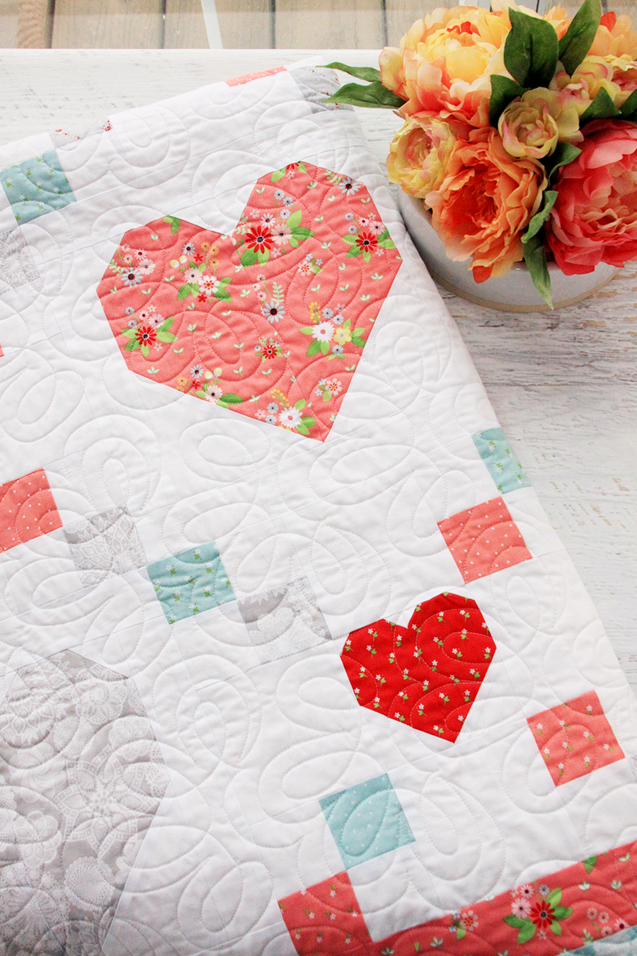 falling hearts quilt