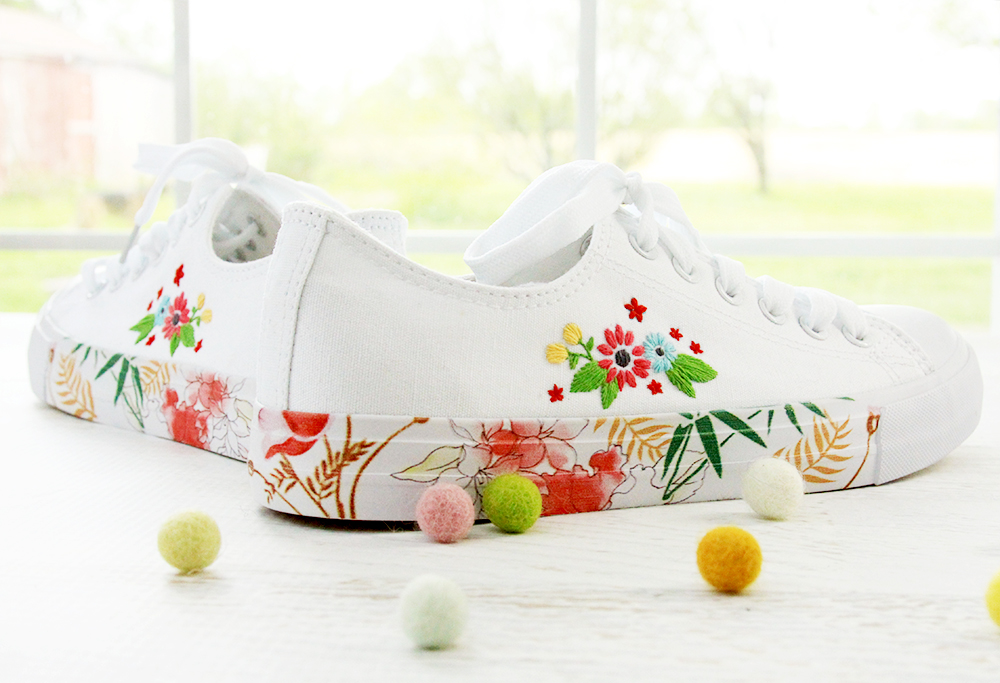 Floral Diy Embroidered Canvas Shoes