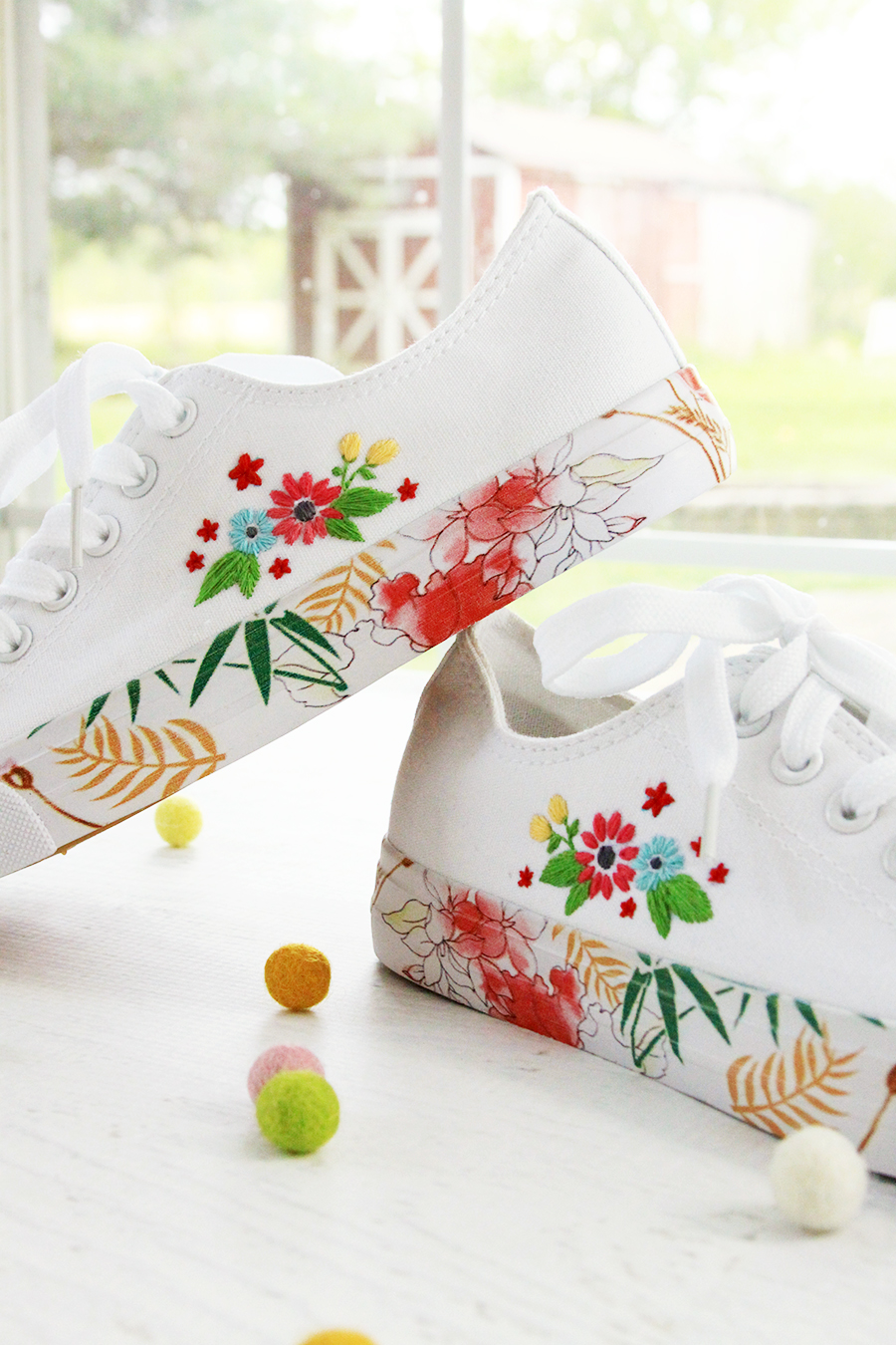 Floral DIY Embroidered Canvas Shoes 