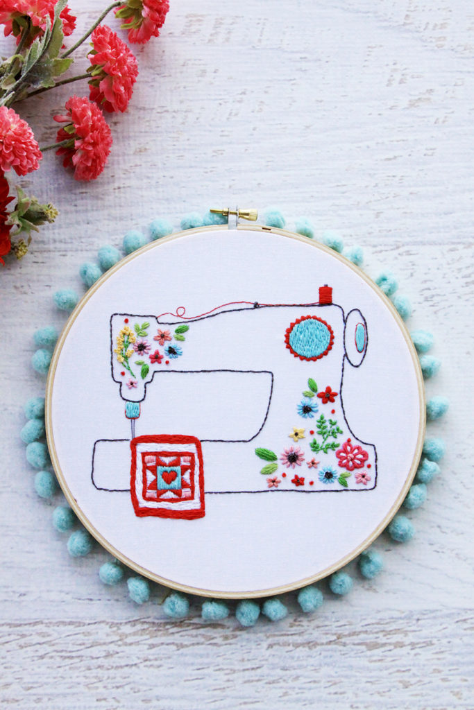 Floral Sewing Machine Pattern and Needle Minder