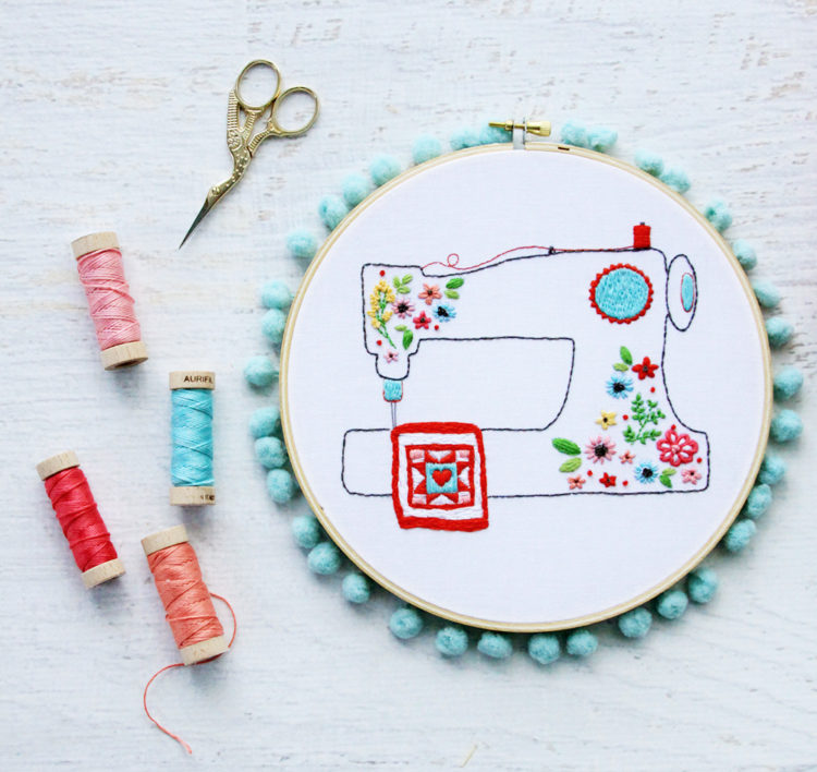 Floral Sewing Machine Pattern and Needle Minder
