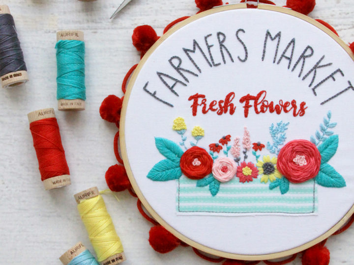Image for Farmers Market Fresh Flowers Embroidery Hoop Art