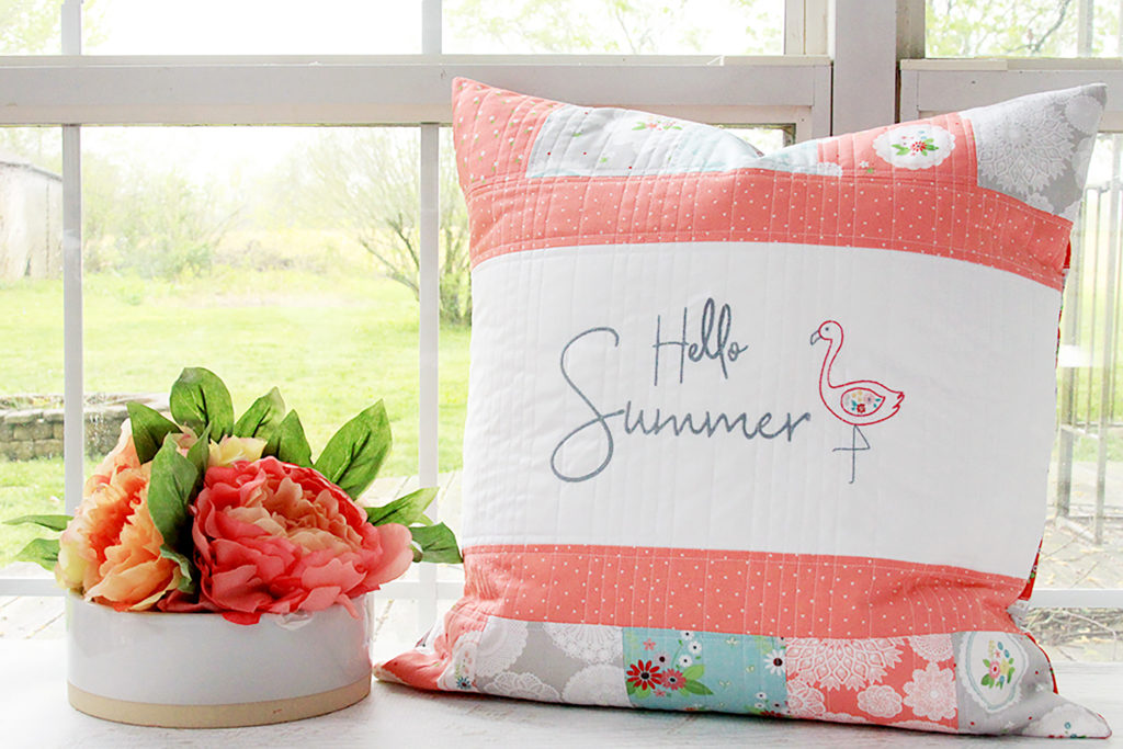 Embroidered flamingo hot sale pillow