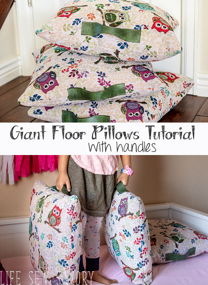 Giant Floor Pillows DIY make floor pillows with handles from Life Sew Savory