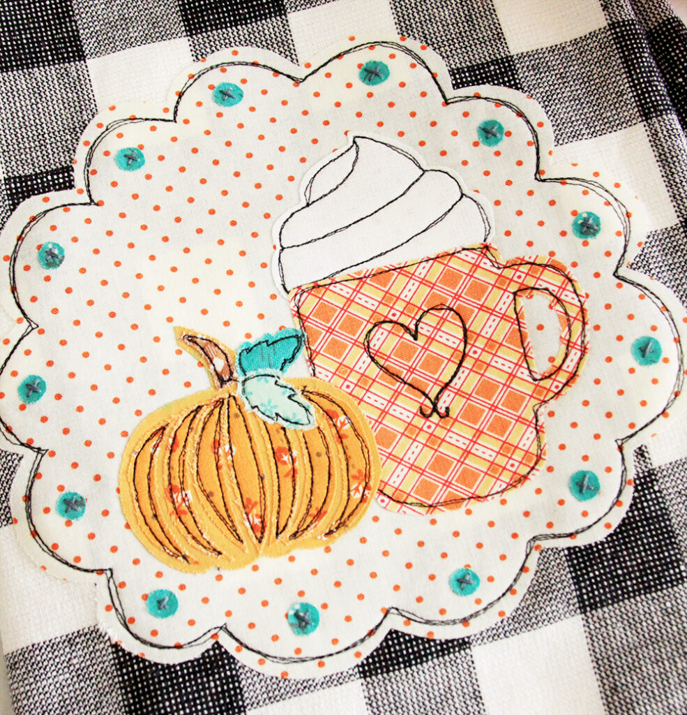 DIY Fall Dish Towel tutorial featured by top US sewing blog, Flamingo Toes.