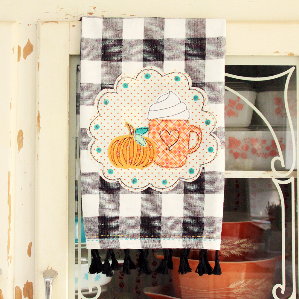 DIY Fall Dish Towel tutorial featured by top US sewing blog, Flamingo Toes.