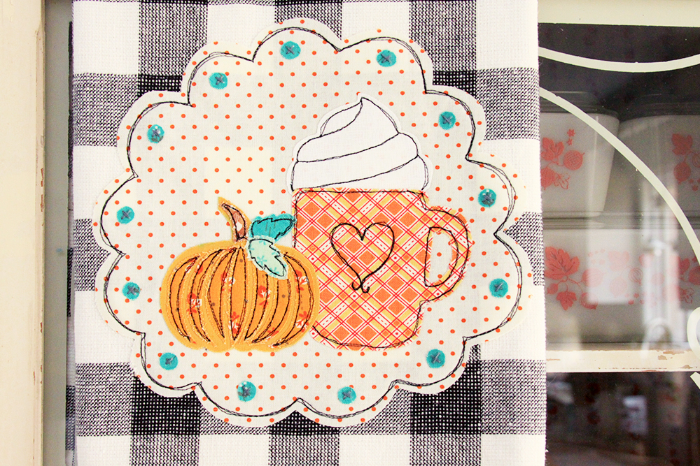 DIY Fall Dish Towel tutorial featured by top US sewing blog, Flamingo Toes.