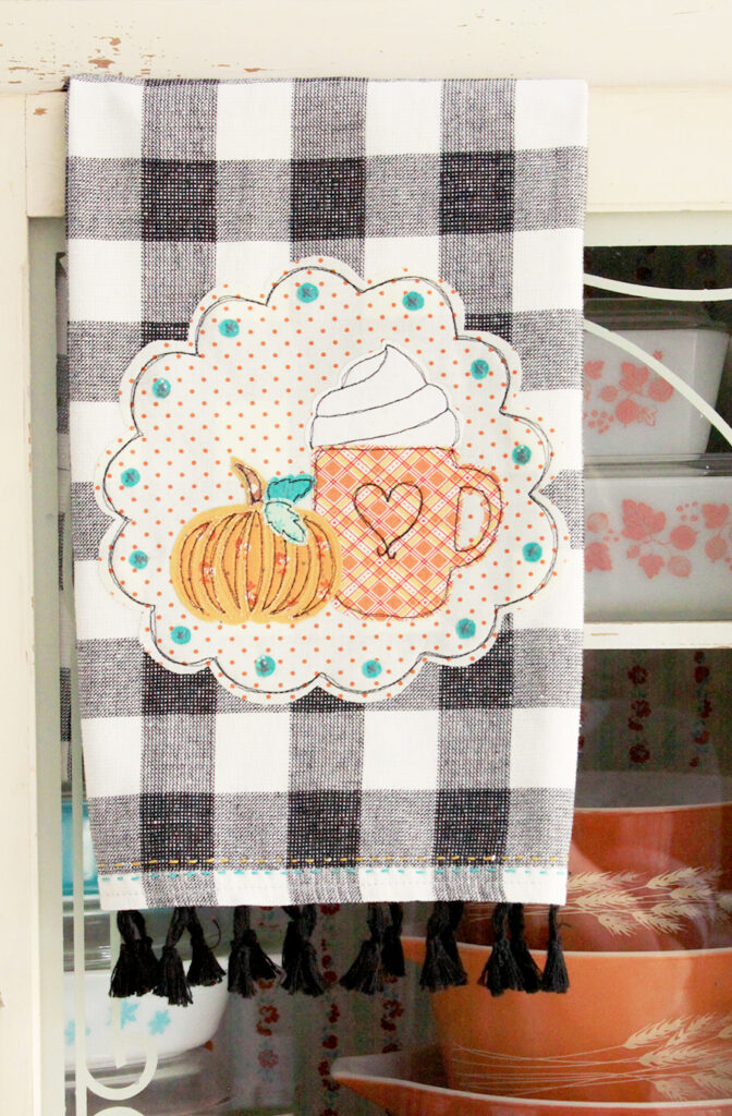 DIY Fall Dish Towel tutorial featured by top US sewing blog, Flamingo Toes.
