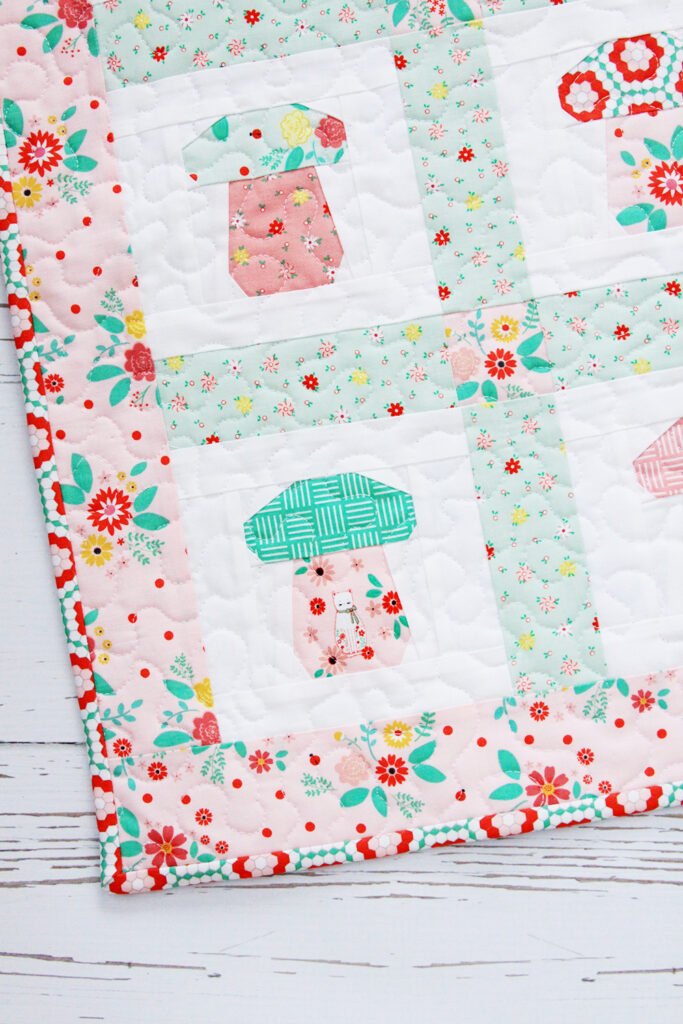 Mini Mushroom Quilt featured by top US quilting and sewing blog, Flamingo Toes.