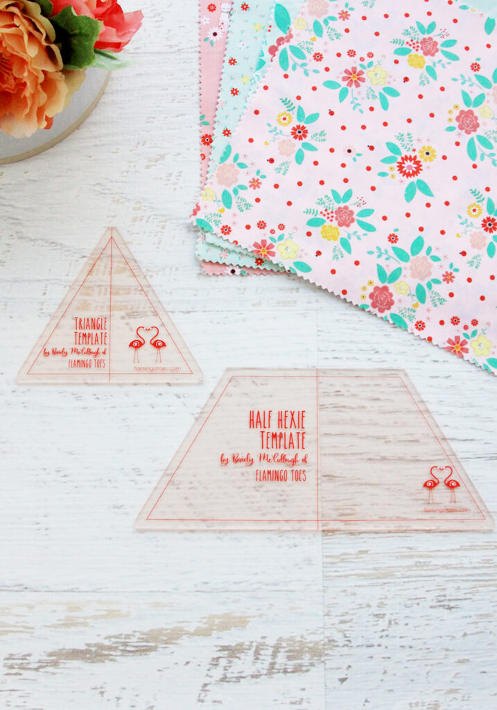 New Quilting Templates on the Way! by popular Tennessee quilting blog, Flamingo Toes: image of the triangle and half hexie template.