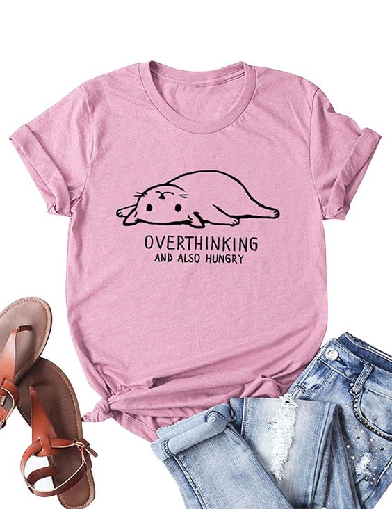 Gift Ideas for "Grown Ups"! by popular Tennessee life and style blog, Flamingo Toes: image of Overthinking and Also Hungry t-shirt.