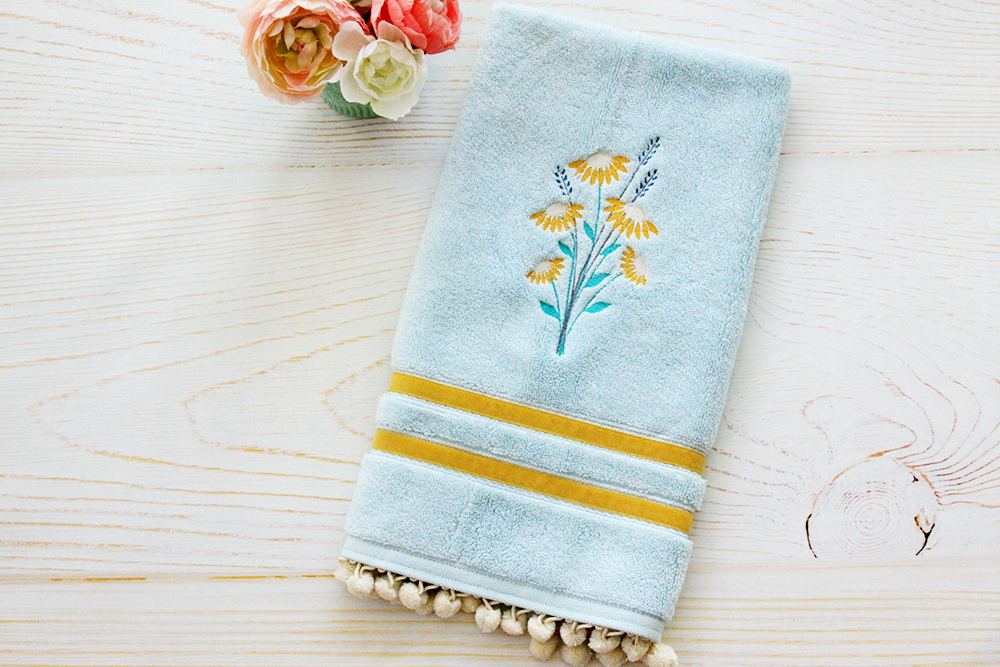 Lavender Embroidered Hand Towel