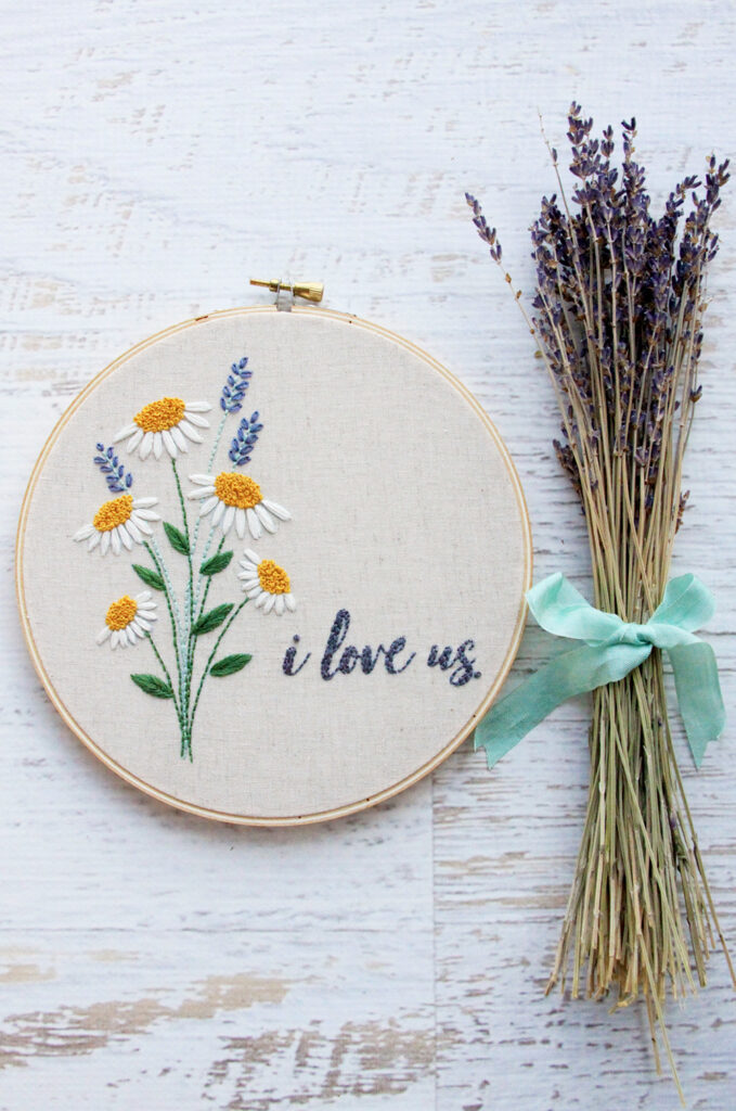 I Love Us Free Floral Embroidery Pattern - Embroidery Pattern