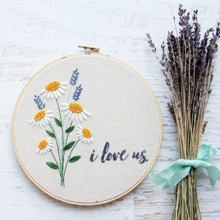I Love Us Free Floral Embroidery Pattern - Embroidery Pattern