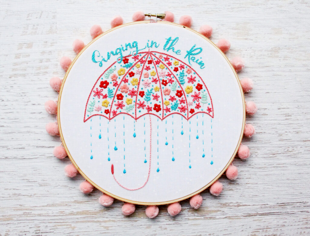 Singing in the Rain Floral Embroidery Pattern – Flamingo Toes