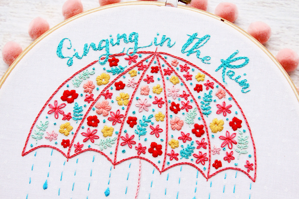 Floral Umbrella Embroidery Pattern