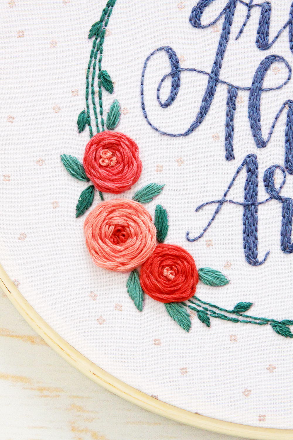 Woven Wheel Embroidered Roses