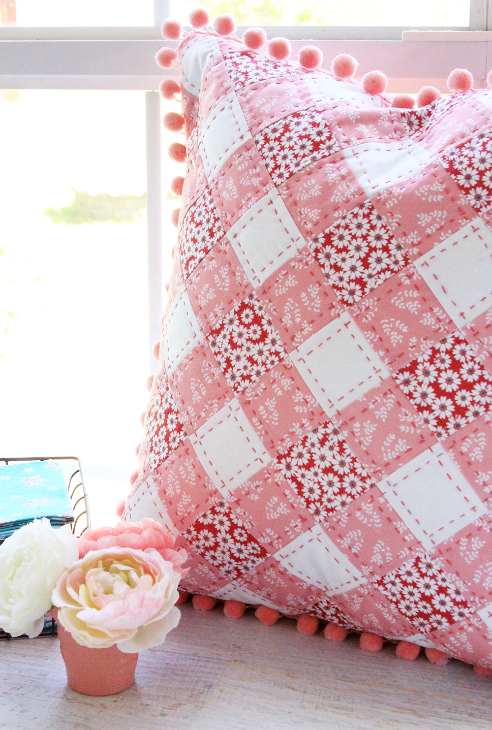 Pretty Quilted Gingham PIllow