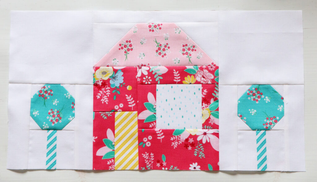 House Quilt Blocks in Singing in the Rain Fabric