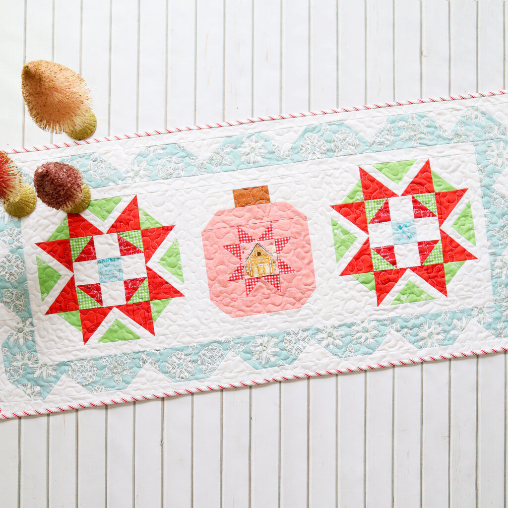 Starry Ornament Christmas Table Runner  Free Quilting Pattern