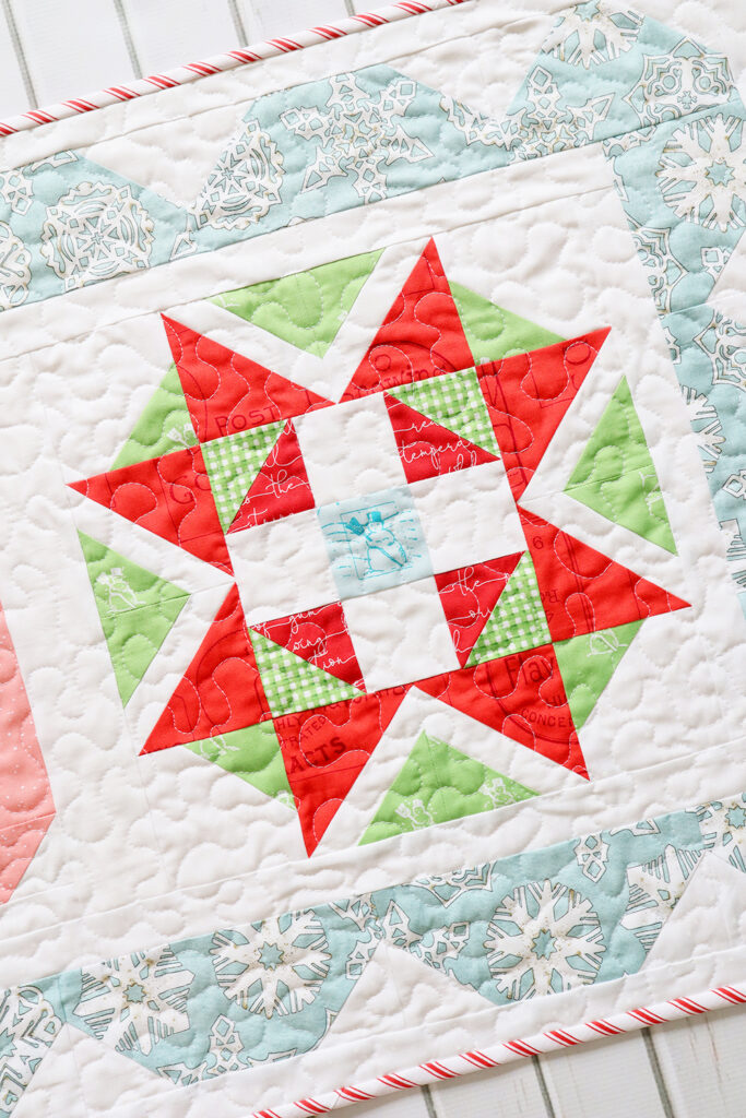 Starry Ornament Christmas Table Runner  Free Quilting Pattern