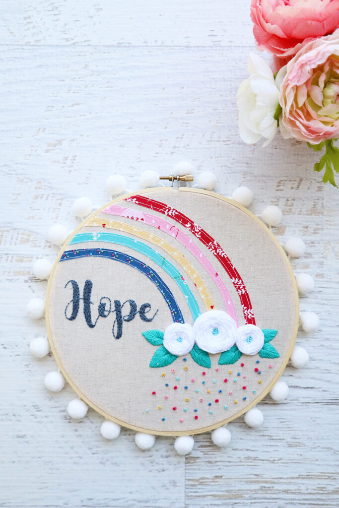 Hope Rainbow Embroidery Hoop Art