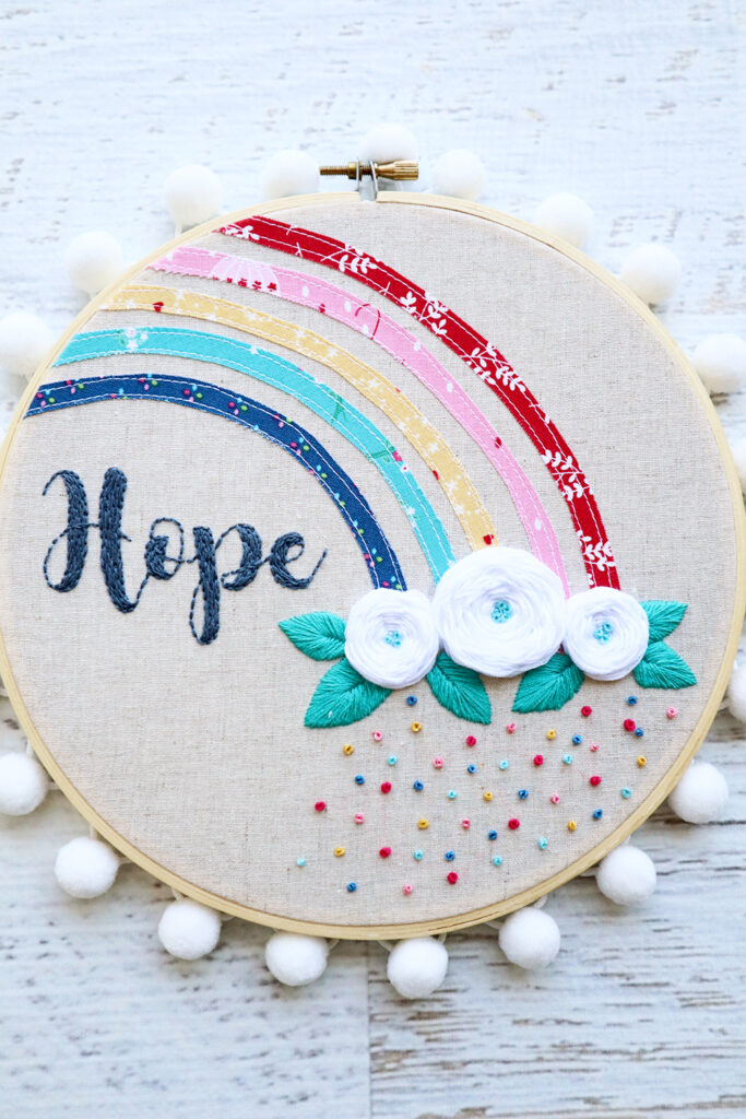 Hope Rainbow Embroidery Hoop Art