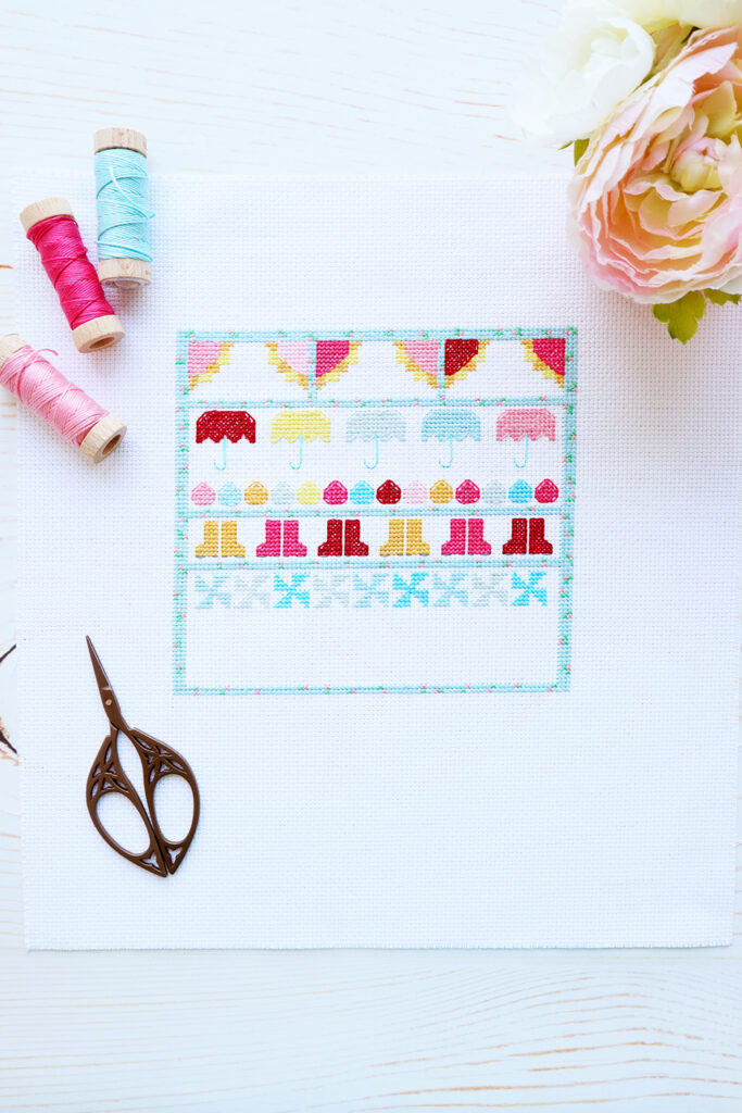 Singing in the Rain Cross Stitch Along Pinwheels