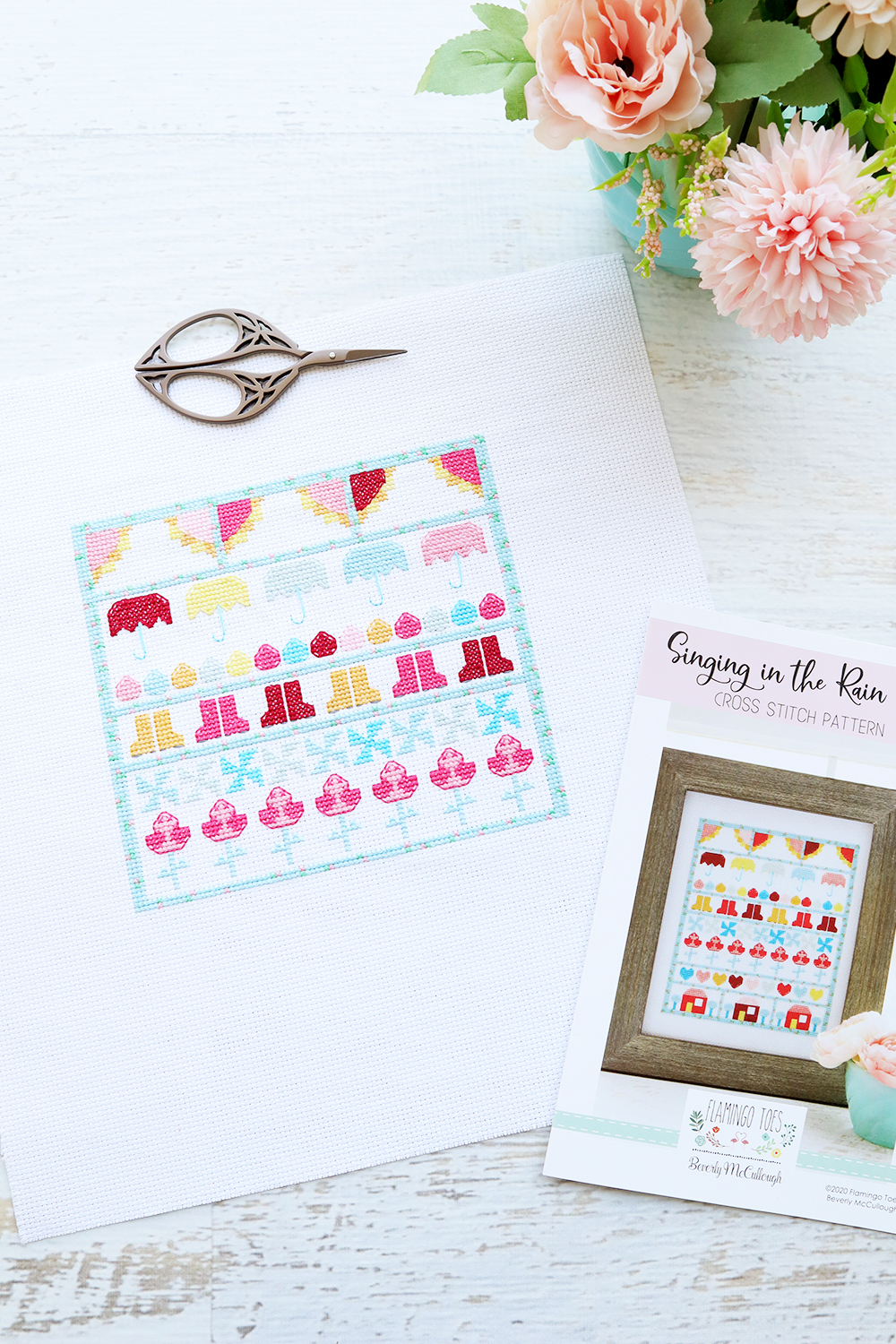 Singing in the Rain Stitch Along Flowers - Cross Stitch Pattern