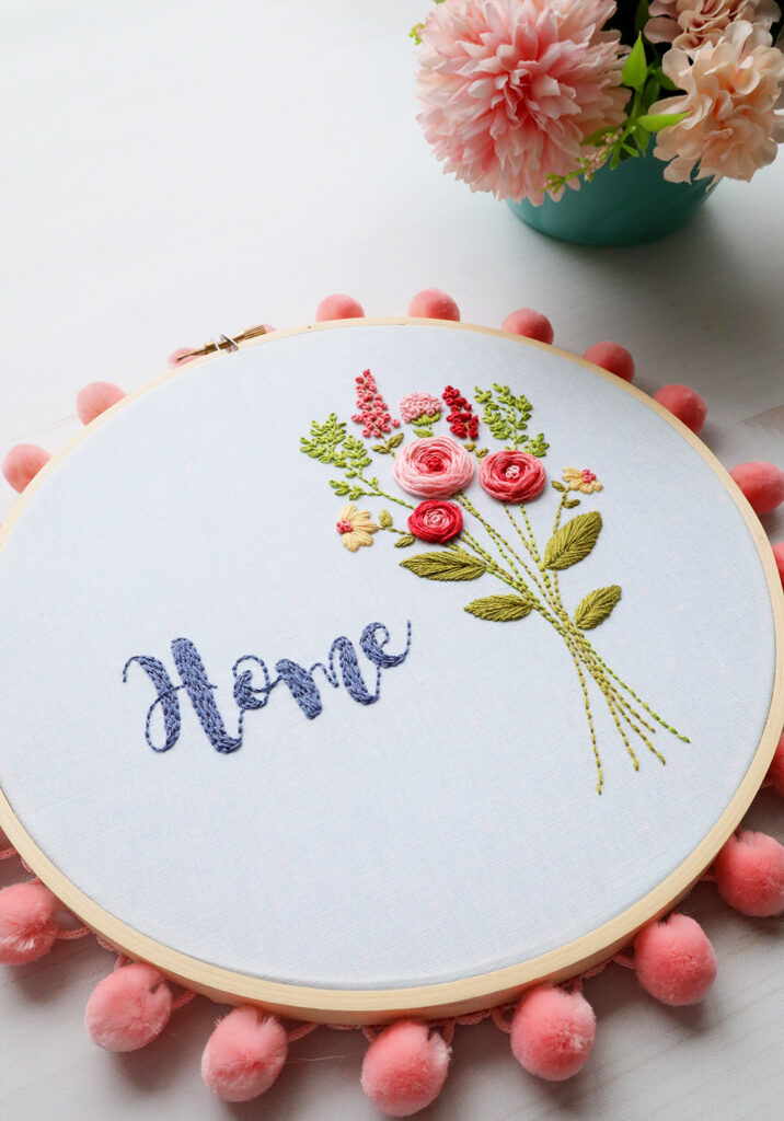 Floral Home Embroidery Hoop Art
