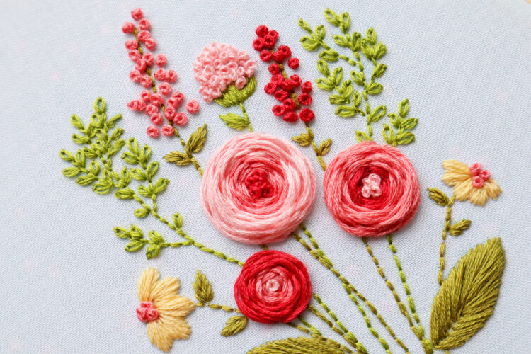 Floral Home Embroidery Hoop Art