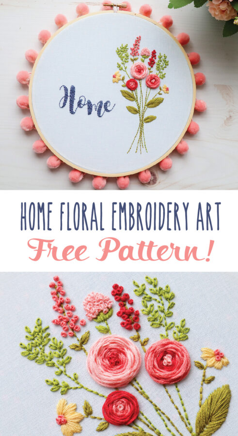 Floral Home Embroidery Hoop Art