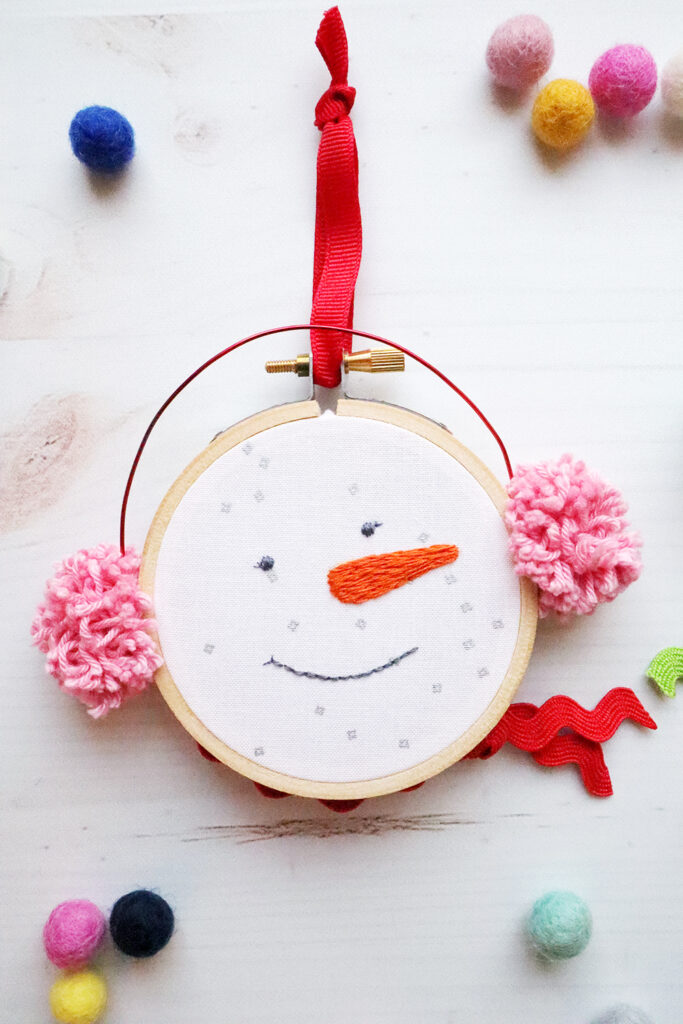 Chilly Snowman Embroidered Hoop Ornaments - DIY Christmas Ornament