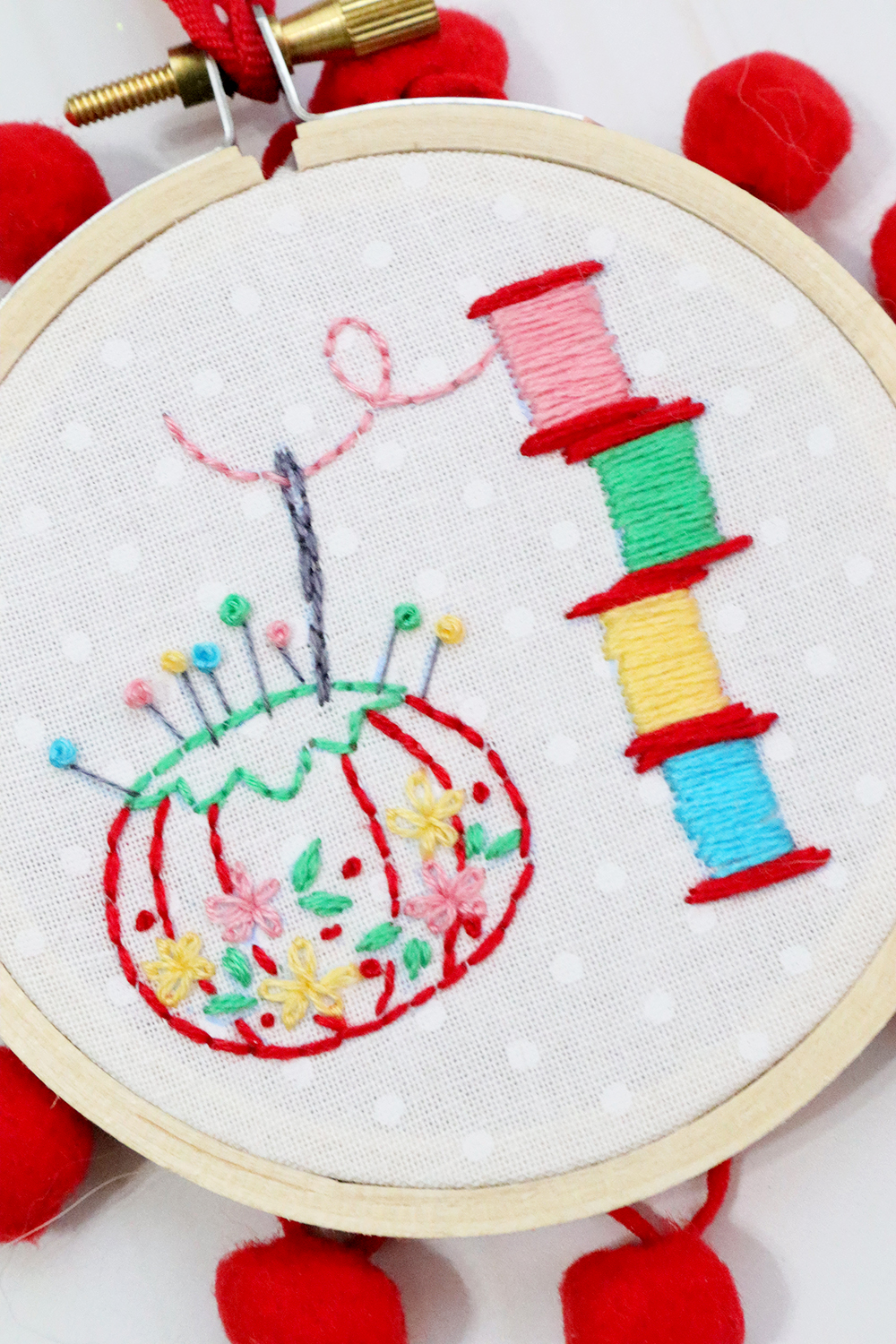 Sewing Room Christmas Hoop Ornaments