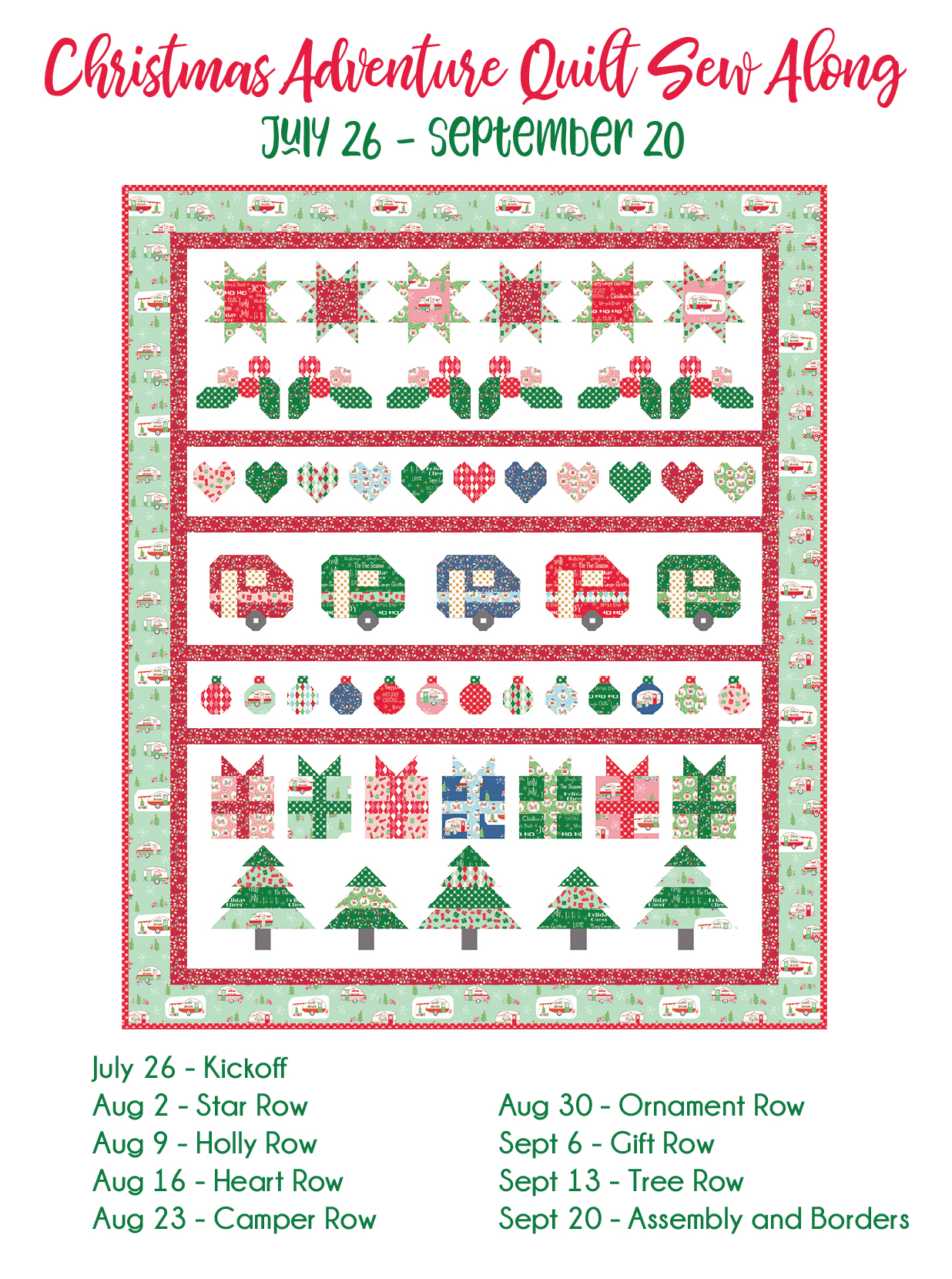 Heart Blocks Christmas Adventure Row Quilt Christmas Quilt Sew Along