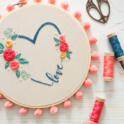 All You Need is Love – Floral Embroidery Hoop Art