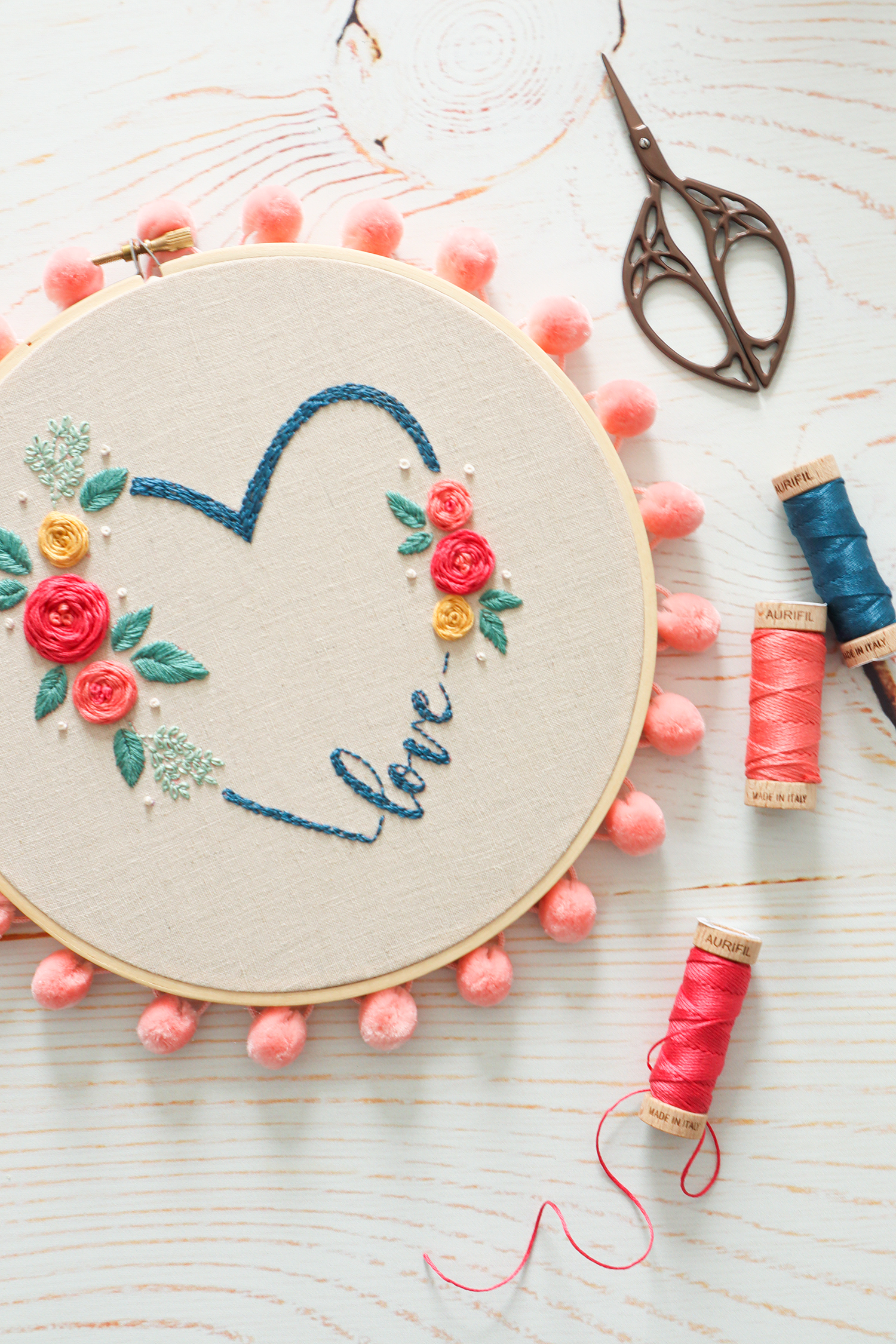 All You Need is Love - Floral Embroidery Hoop Art 