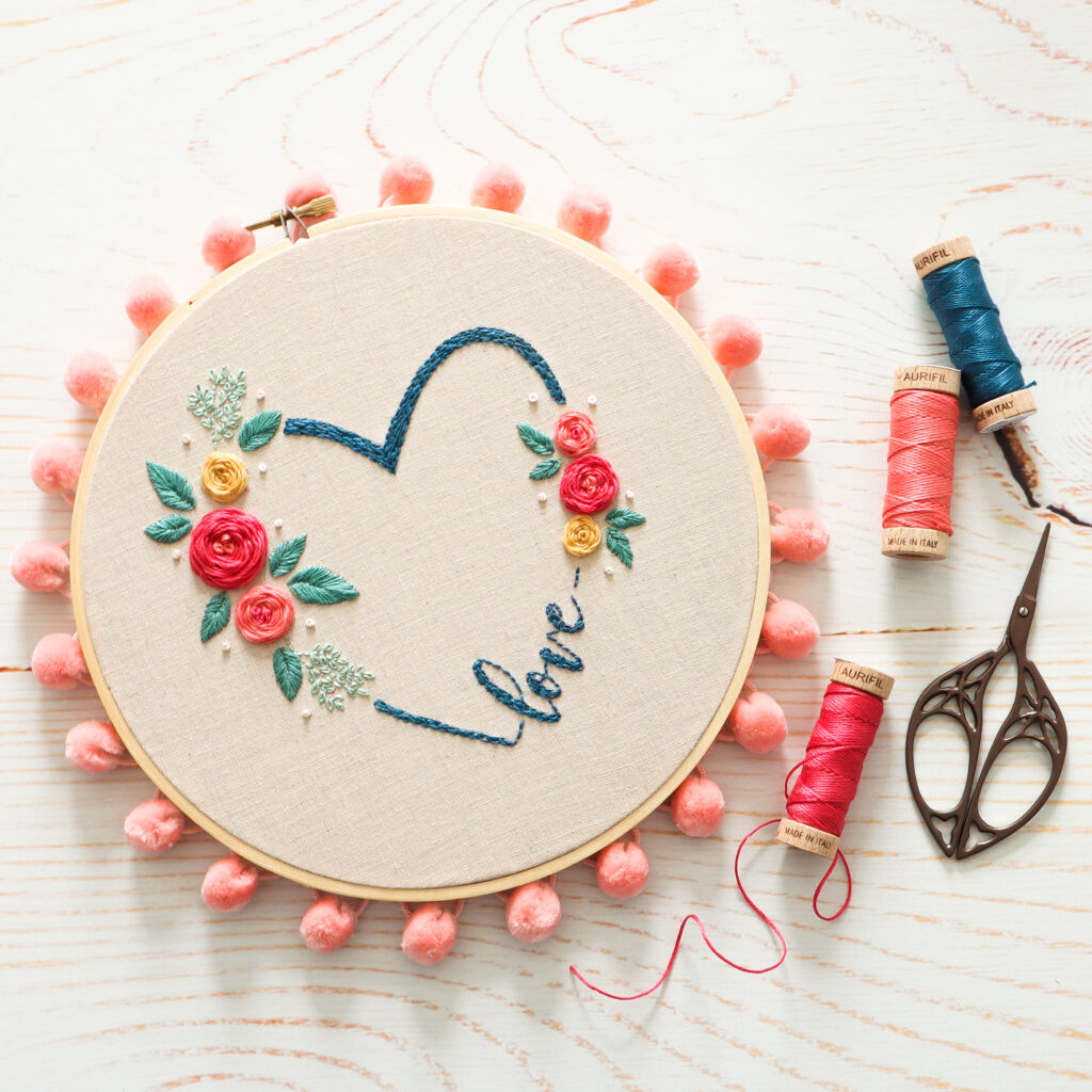 All You Need is Love - Floral Embroidery Hoop Art