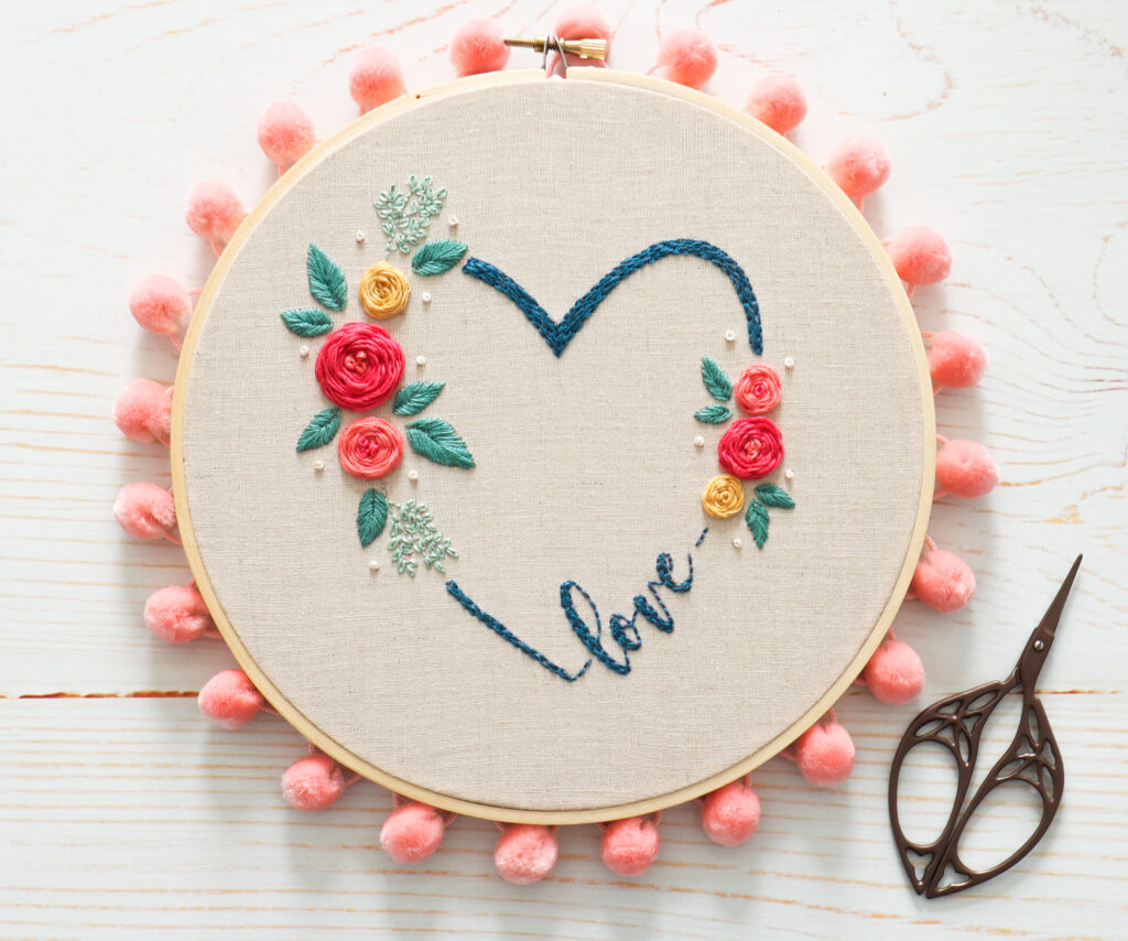 All You Need is Love - Floral Embroidery Hoop Art 