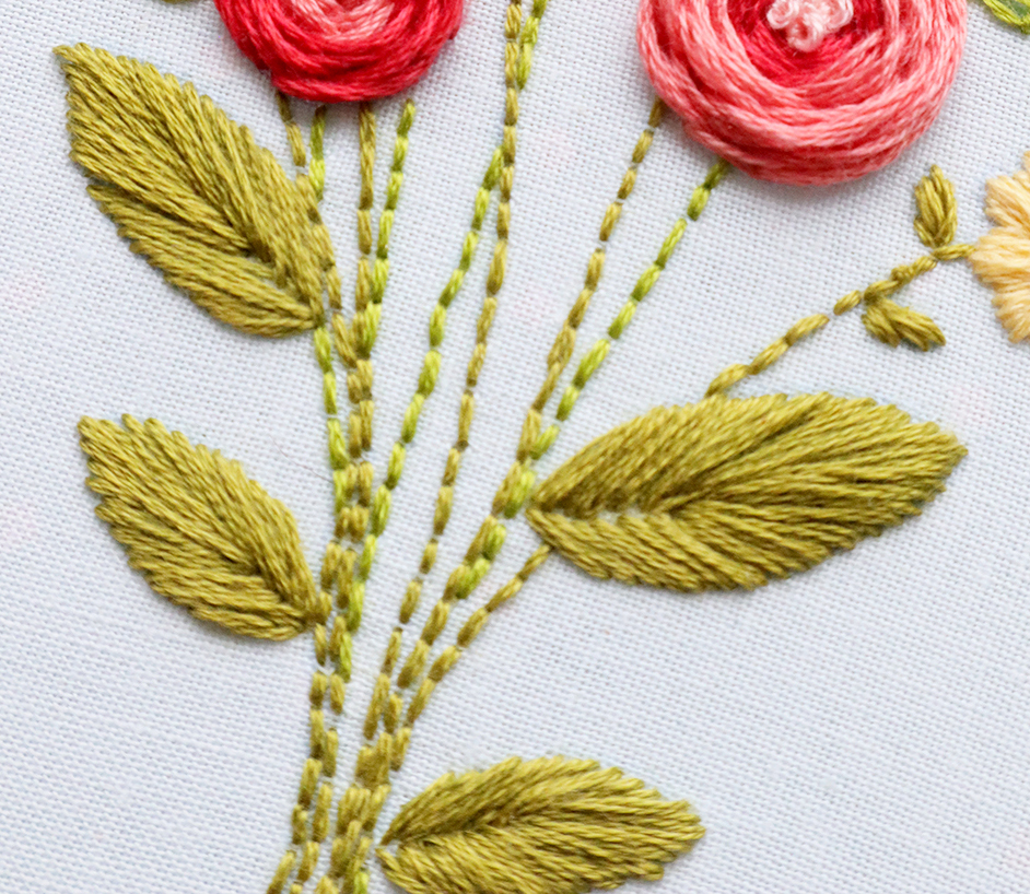 Flowers and Leaf Designs Stitching Embroidery Paper Hand Stitch