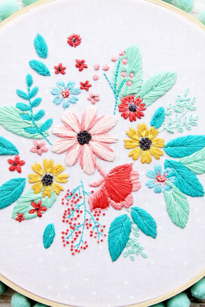 Rose Flower Satin Stitch Embroidery, Satin Stitch Tutorial