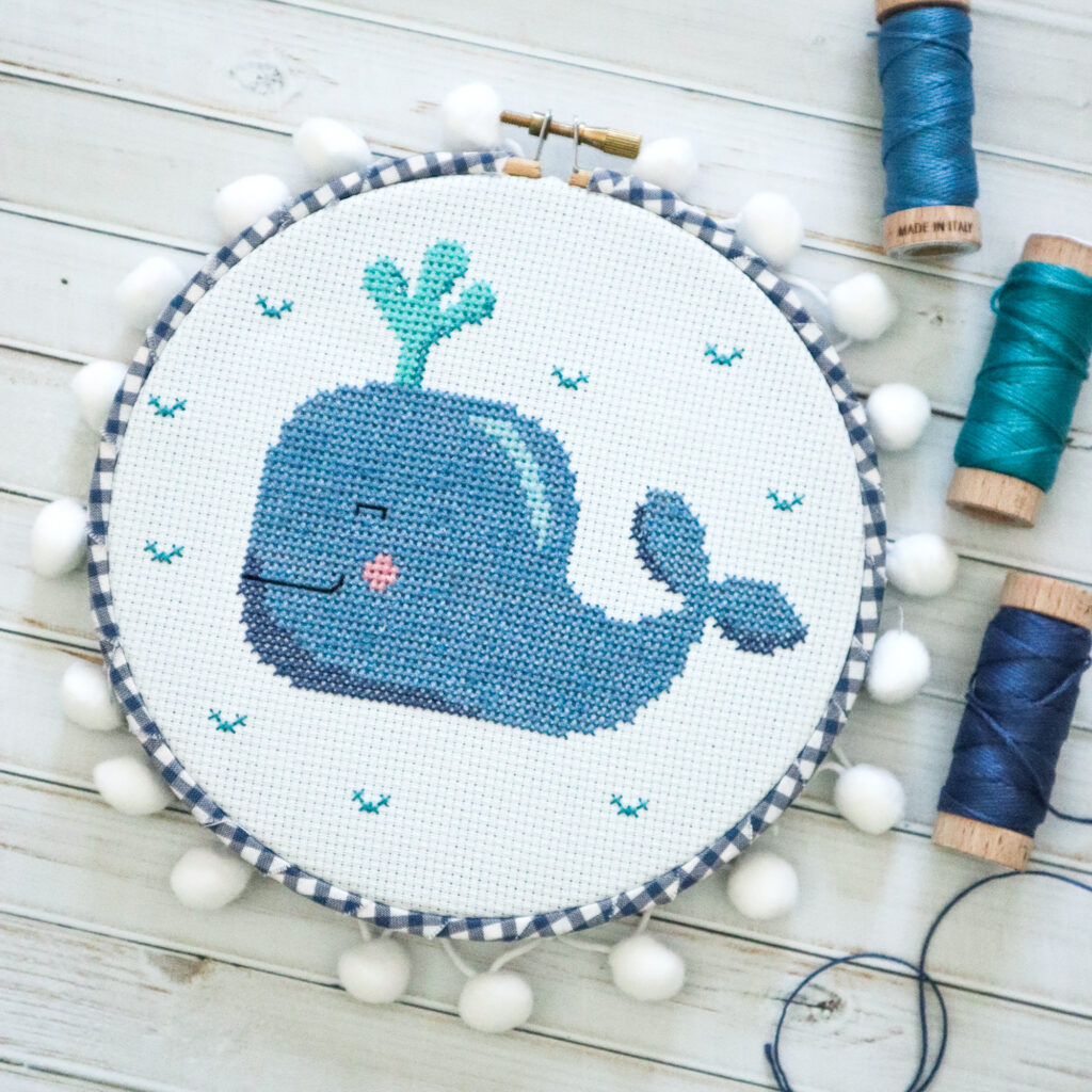 Sweet Whale Cross Stitch Hoop - Bundle of Joy Book Project