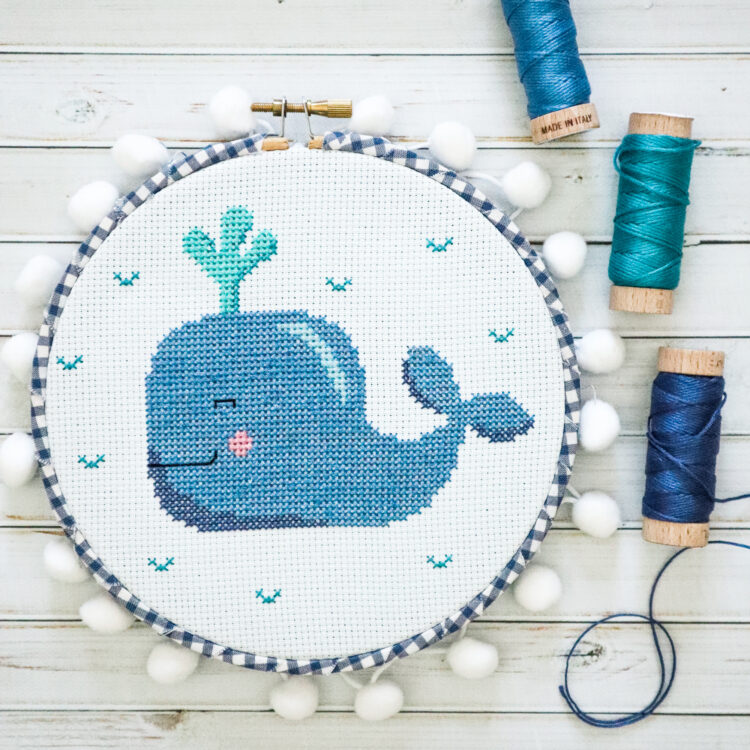 Sweet Whale Cross Stitch Hoop