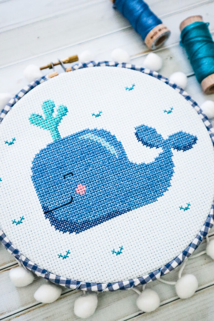 Sweet Whale Cross Stitch Hoop - Bundle of Joy Book Project