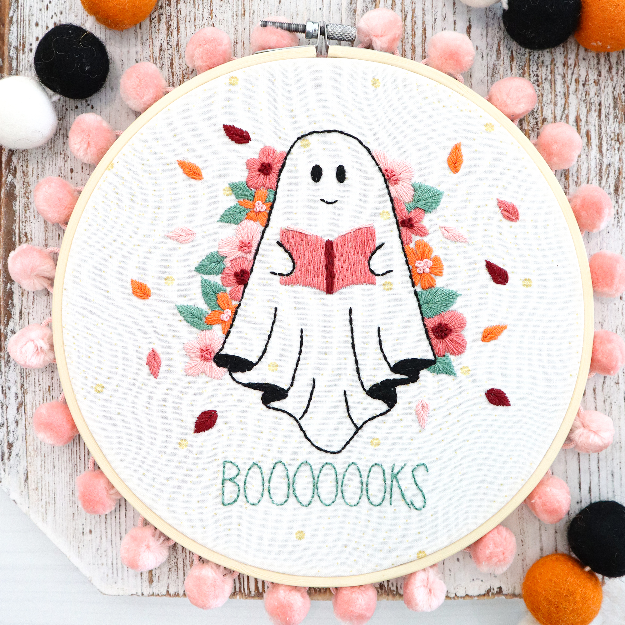 Floral Bookish Ghost Embroidery